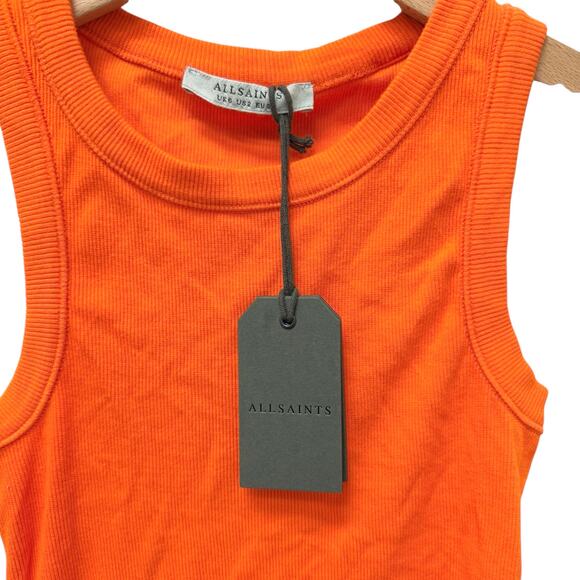 NWT AllSaints Crew Neck Sleeveless Tank Top in Pop Orange Women’s Size 2 - Picture 4 of 7